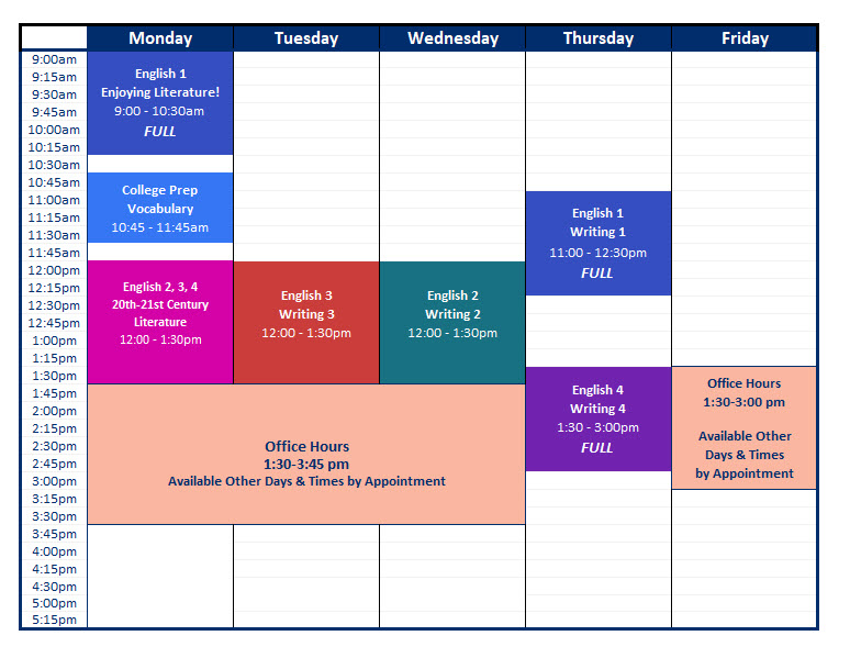 2021-2022 Weekly Schedule